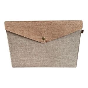 Canvas Laptop Briefcase Document Bag Grey Beige Unisex 13x9 NWOT